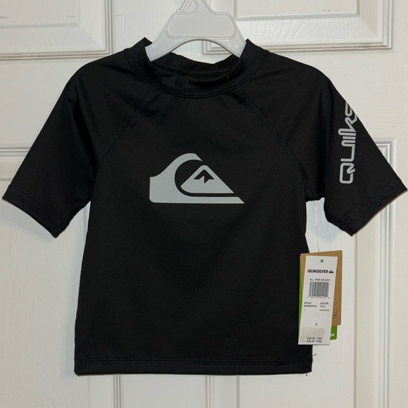 NWT Toddler Boys Quiksilver All Time Short Sleeve Rashguard SPF 50 Size 3 Black - Picture 3 of 6
